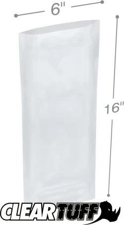 6" x 16" 2 Mil Flat Poly Bags