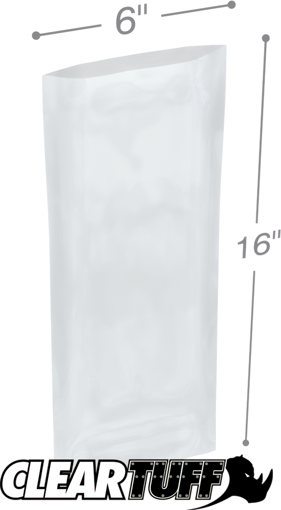 Clear 6 x 16 2 mil Poly Bags