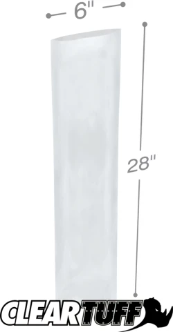 6" x 28" 2 Mil Flat Poly Bags