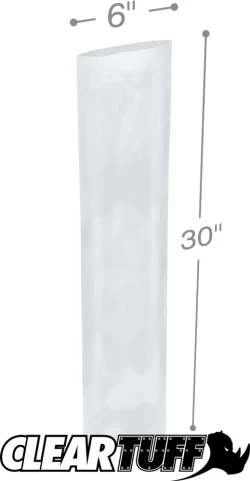 6" x 30" 2 Mil Flat Poly Bags