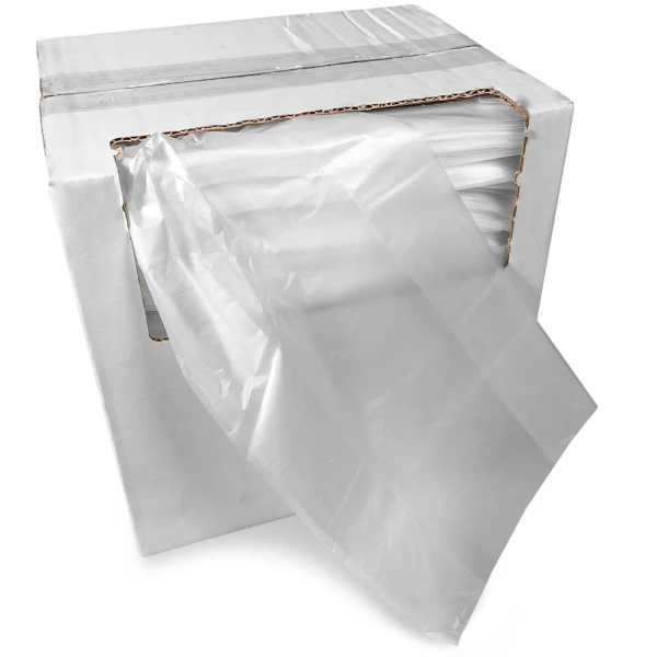 6 x 3 x 15 0.9 mil Food Utility Bags Dispensed Bag Dispenser Box of 6 x 3 x 15 0.9 mil Food Utility Bags with Bag Pulled out of Box