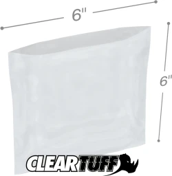 6" x 6" 2 Mil Flat Poly Bags