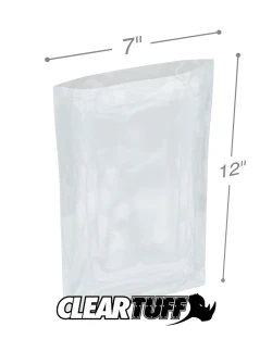 7" x 12" 1 Mil Flat Poly Bags