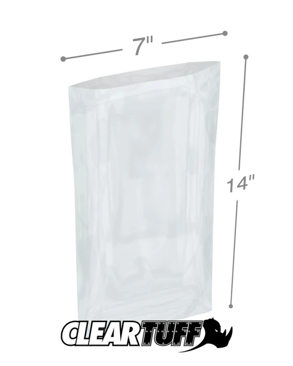 Clear 7 x 14 1.25 mil Poly Bags