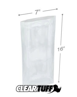7" x 16" 3 Mil Flat Poly Bags