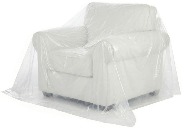 70 x 45 1Mil Poly Furniture Cover Bags - 36 Inch Chair 1 mil 70 x 45 Clear Furniture bags covering White Leather Chair