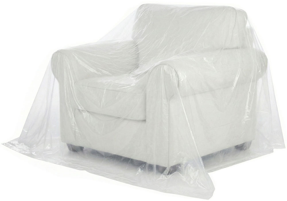 1 mil 70 x 45 Clear Furniture bags covering White Leather Chair