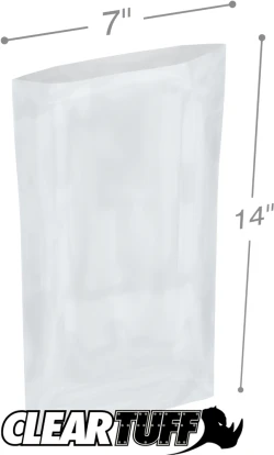 7" x 14" 2 Mil Flat Poly Bags
