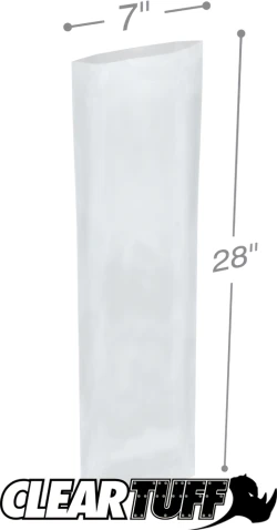 7" x 28" 2 Mil Flat Poly Bags