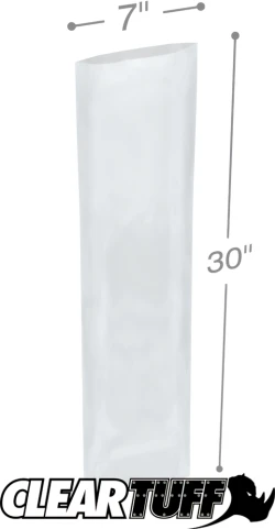 7" x 30" 2 Mil Flat Poly Bags