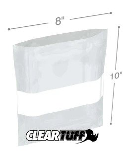 White Block 2 Mil 8" x 10" Flat Poly Bags