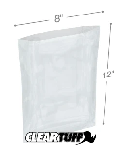 8" x 12" 1.25 Mil Flat Poly Bags