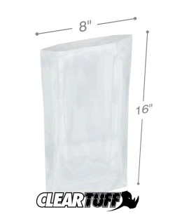 8" x 16" 3 Mil Flat Poly Bags