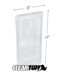 8" x 18" 1 Mil Flat Poly Bags