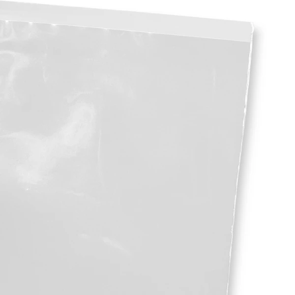 8 x 18 2 Mil Flat Poly Bag Lip Close up of 2 Mil 8 x 18 Poly Bag Lip