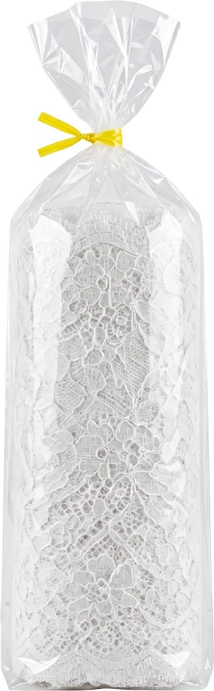 8 x 24 2 Mil Flat Poly Bags with Bolt of Lace Material Bolt of Lace Material Packaged in a 2 Mil 8 x 24 Poly Bag