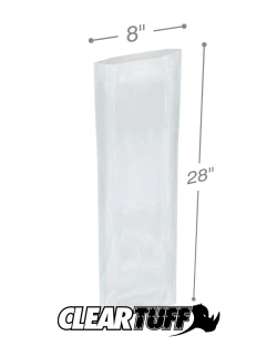 8" x 28" 4 Mil Flat Poly Bags