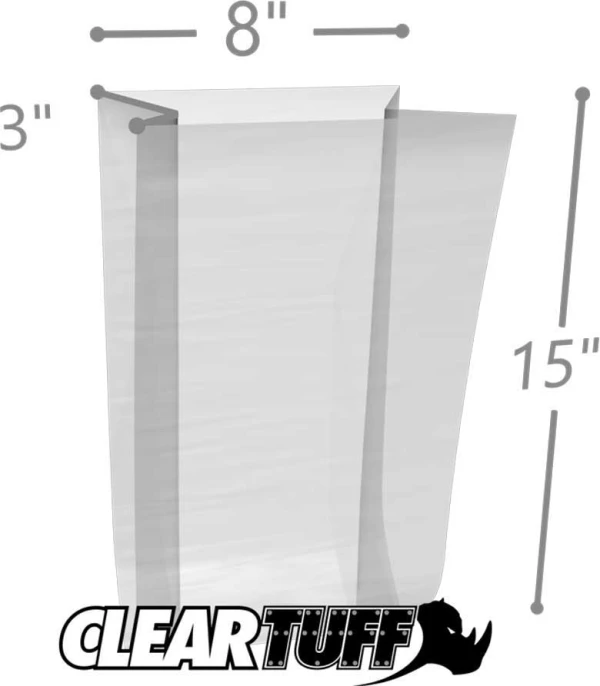 8x3x15 1 Mil Gusseted Poly Bags 8 x 3 x 15 .001 Plastic Gusseted Bags