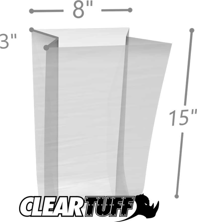 8 x 3 x 15 Gusseted Poly Bags 3 Mil