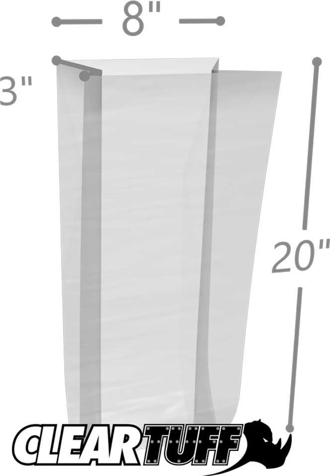 8 x 3 x 20 Gusseted Poly Bags 1 Mil