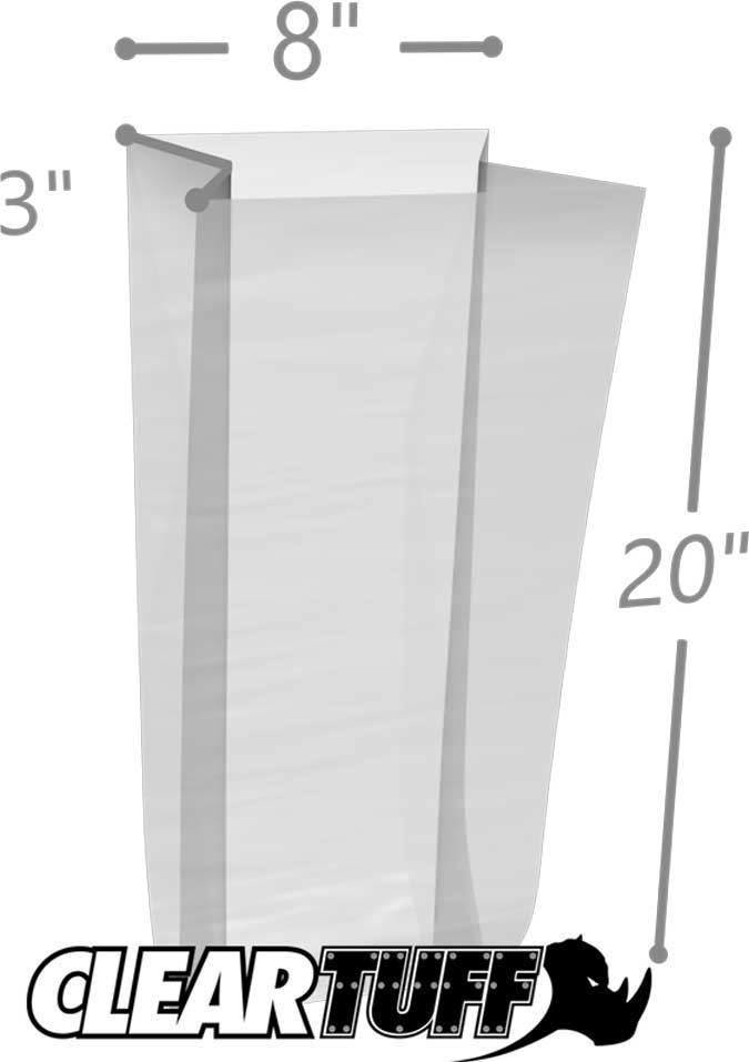 8 x 3 x 20 Gusseted Poly Bags 3 Mil