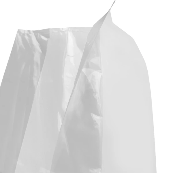 8 x 4 x 18 1.5 Mil Gusseted Poly Bag Side Gusset Close up of 8 x 4 x 18 .0015 Plastic Gusseted Bag Side Gusset