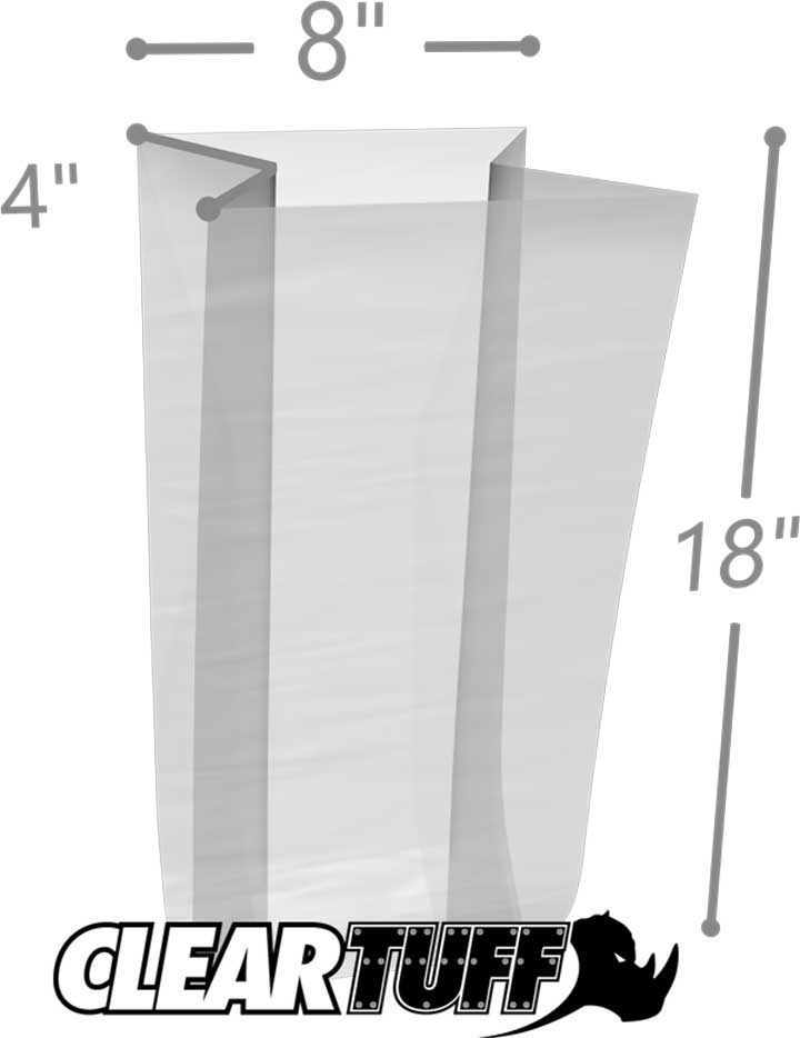 8 x 4 x 18 Gusseted Poly Bags 3 Mil