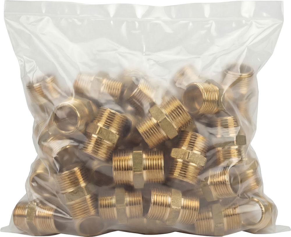 8 x 10 8 mil Poly Bags with Industrial Brass Fittings