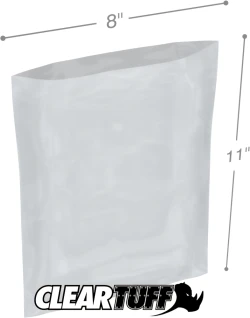 8" x 11" 2 Mil Flat Poly Bags