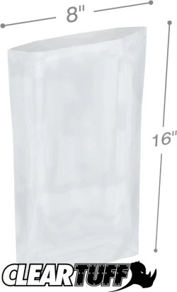 8" x 16" 2 Mil Flat Poly Bags