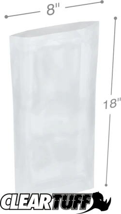 8" x 18" 2 Mil Flat Poly Bags