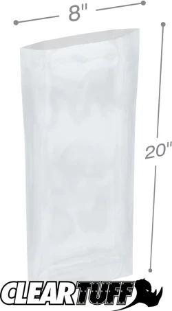 8" x 20" 2 Mil Flat Poly Bags