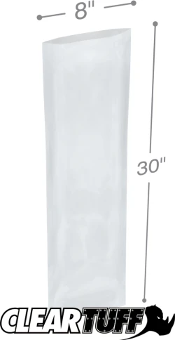 8" x 30" 2 Mil Flat Poly Bags