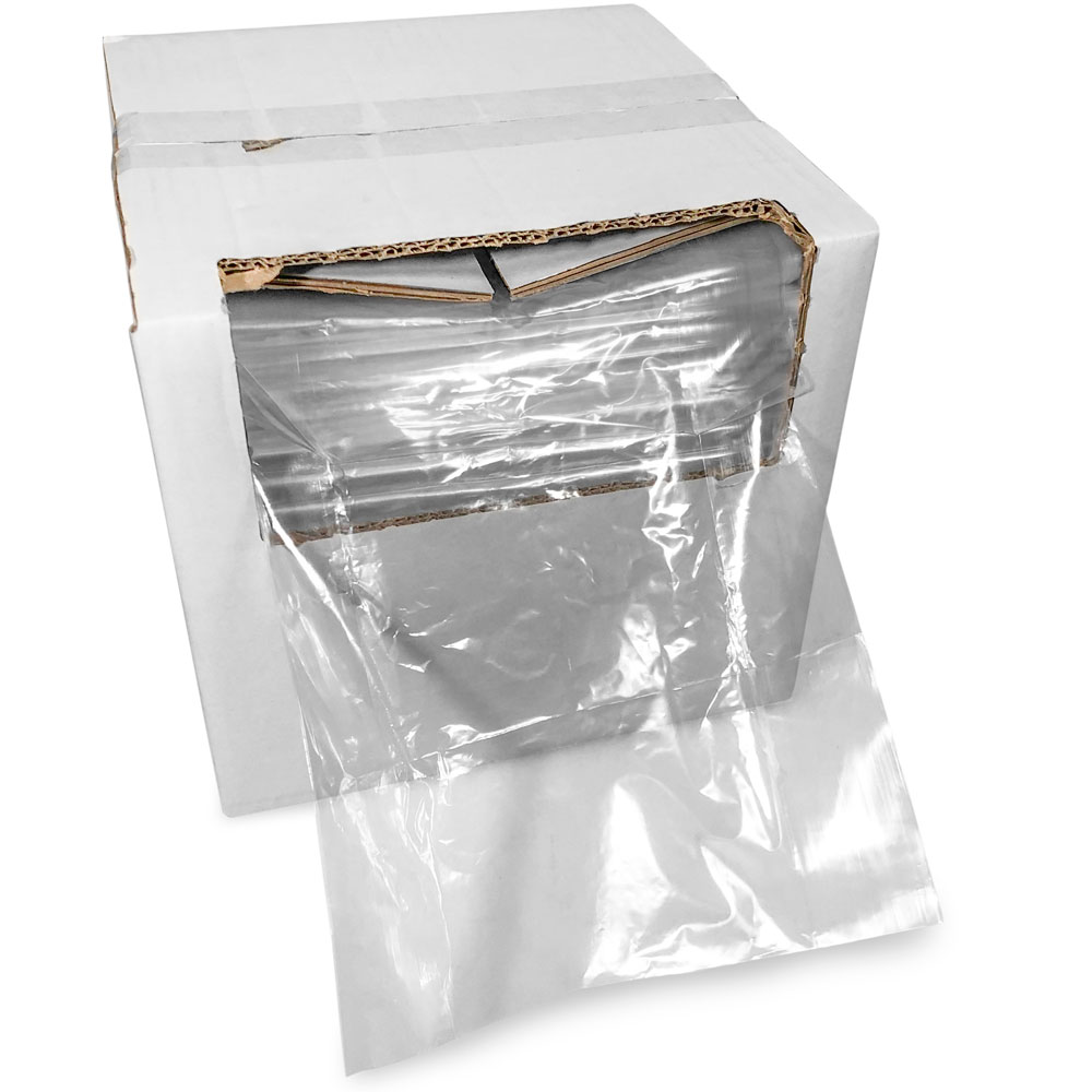 Dispenser Box of 8 x 3 x 15 0.75 mil Utility Bags with Bag Pulled out of Box