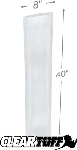 8" x 40" 2 Mil Flat Poly Bags
