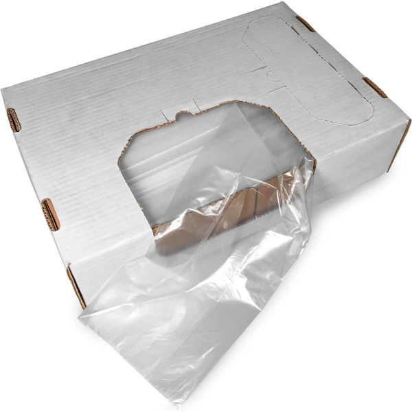 8 x 4 x 18 1.25 mil Utility Bags Dispensed 8 x 4 x 18 1.25 mil Utility Bags Dispensed from Opening on Long Side of Box
