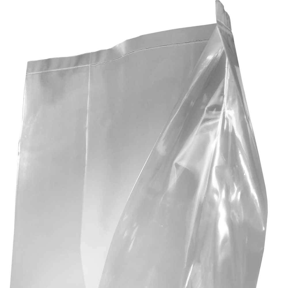 Close up of 8 x 4 x 18 2 Mil Gusseted Poly Bags Side Gusset