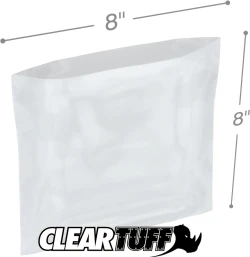 8" x 8" 2 Mil Flat Poly Bags