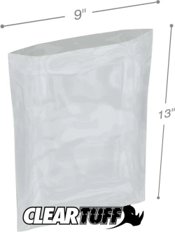 9" x 13" 3 Mil Flat Poly Bags
