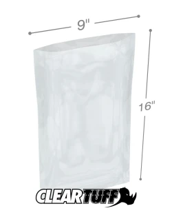 9" x 16" 1.25 Mil Flat Poly Bags