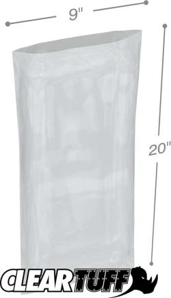 9" x 20" 4 Mil Flat Poly Bags