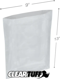 9" x 13" 2 Mil Flat Poly Bags