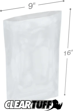 9" x 16" 2 Mil Flat Poly Bags
