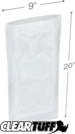 9" x 20" 2 Mil Flat Poly Bags