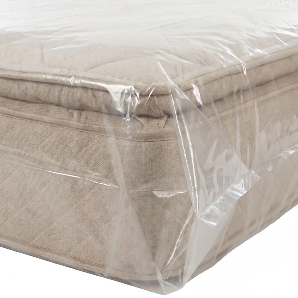 Pillow Top California King Mattress Bags 3 Mil 82x18x100 18 Inch Side Gusset 18 Inch Side Gusset of a 82 x 18 x 100 Heavy Duty Gusseted Plastic Cal King Pillow Top Mattress Bags