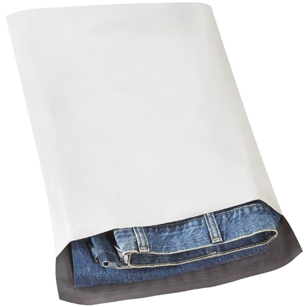 White 13x16+4 Gusseted Expansion Poly Mailers with Jeans