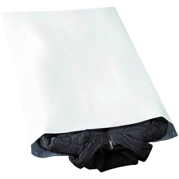 White 24 x 36 Non Perforated poly mailers with Silver interior