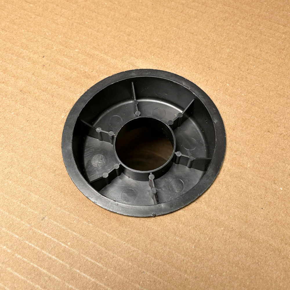 Close up of 12 x 1100 4 Mil Clear Poly Tubing on Roll Core Plug