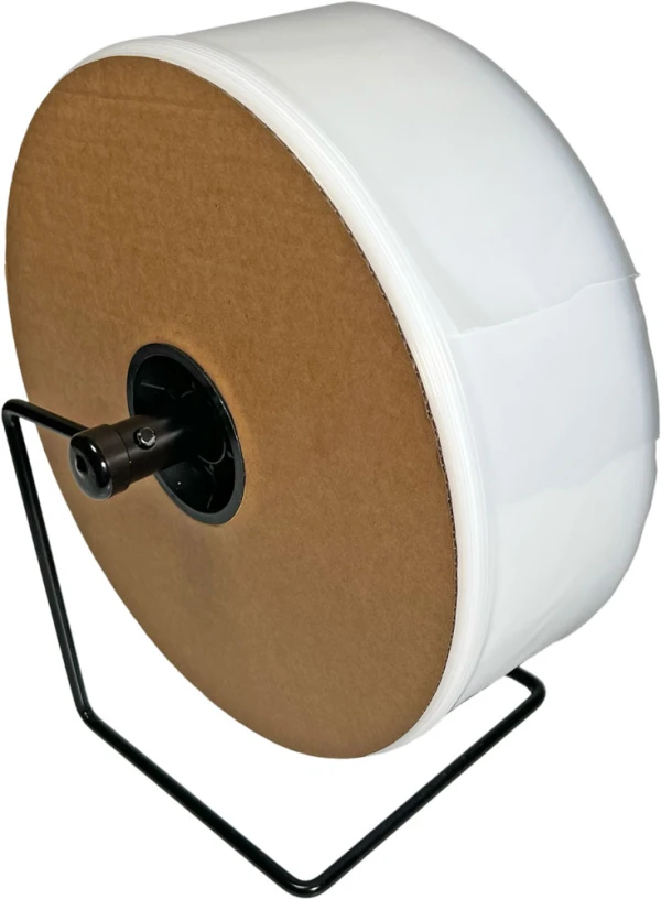 4.5x1100 4 Mil Poly Tubing 4.5 x 1100 Clear Poly Tubing on Poly Tubing Dispenser
