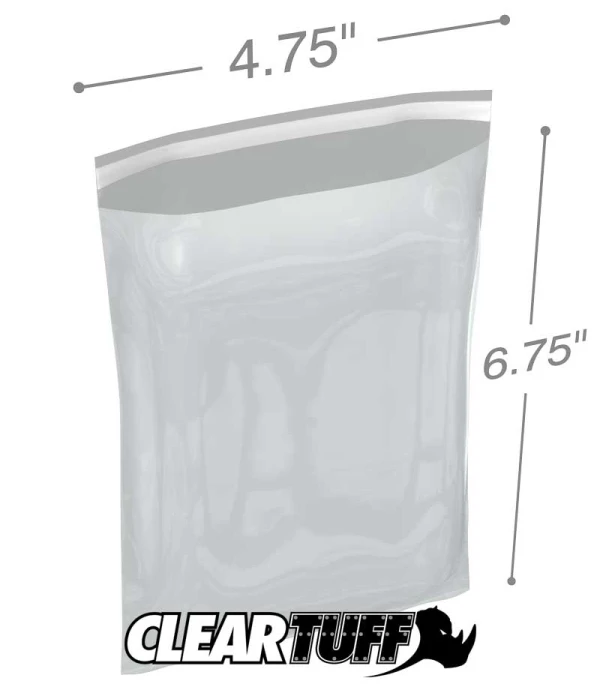 4.75 x 6.75 1.5 mil resealable polypropylene bags